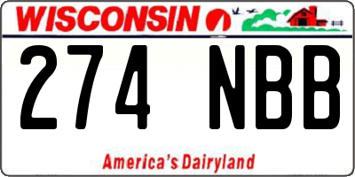 WI license plate 274NBB