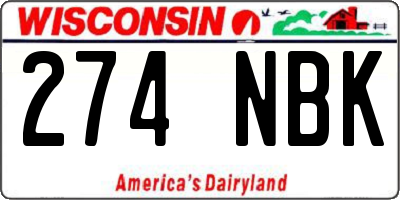 WI license plate 274NBK