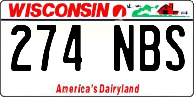 WI license plate 274NBS