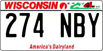 WI license plate 274NBY