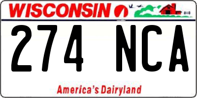 WI license plate 274NCA