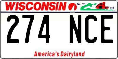 WI license plate 274NCE