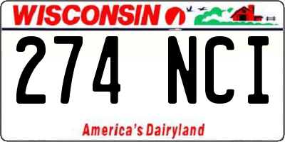 WI license plate 274NCI