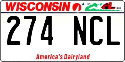 WI license plate 274NCL