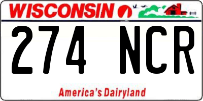 WI license plate 274NCR