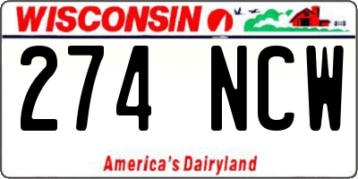 WI license plate 274NCW