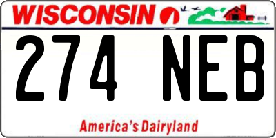 WI license plate 274NEB