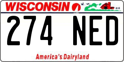 WI license plate 274NED