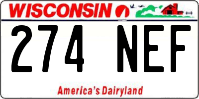 WI license plate 274NEF
