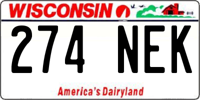 WI license plate 274NEK