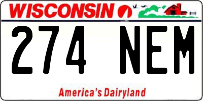 WI license plate 274NEM
