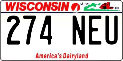 WI license plate 274NEU