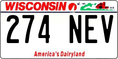 WI license plate 274NEV