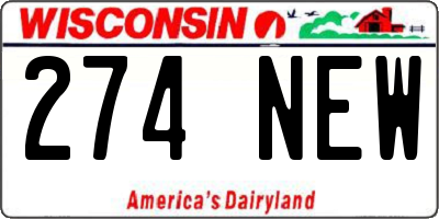 WI license plate 274NEW