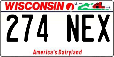 WI license plate 274NEX