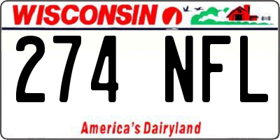 WI license plate 274NFL