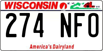 WI license plate 274NFO