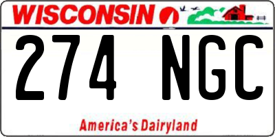 WI license plate 274NGC