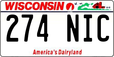 WI license plate 274NIC