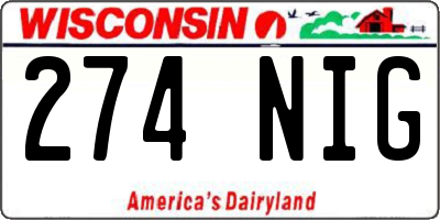 WI license plate 274NIG