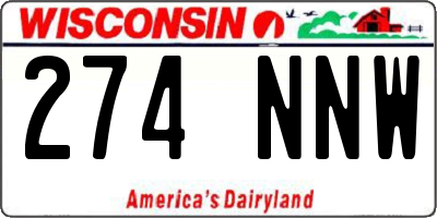 WI license plate 274NNW