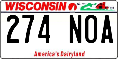 WI license plate 274NOA