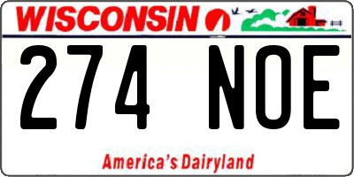 WI license plate 274NOE