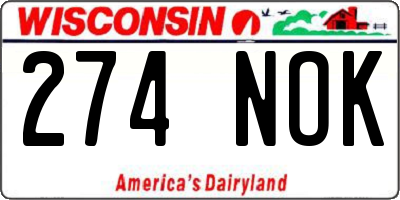 WI license plate 274NOK