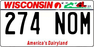 WI license plate 274NOM
