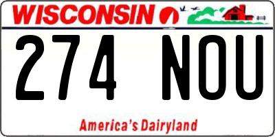 WI license plate 274NOU