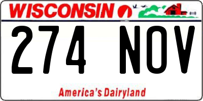 WI license plate 274NOV