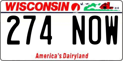 WI license plate 274NOW