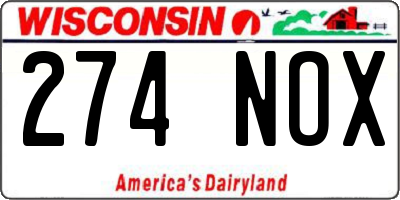 WI license plate 274NOX