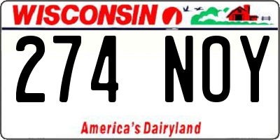 WI license plate 274NOY