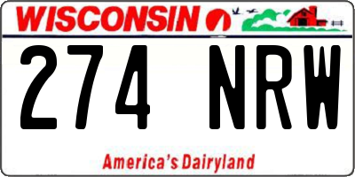 WI license plate 274NRW