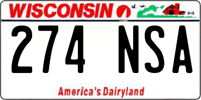 WI license plate 274NSA