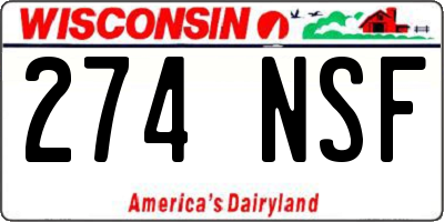 WI license plate 274NSF