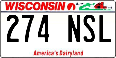 WI license plate 274NSL