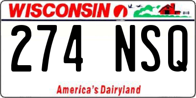WI license plate 274NSQ