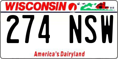 WI license plate 274NSW