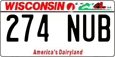 WI license plate 274NUB