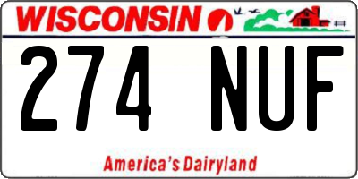 WI license plate 274NUF