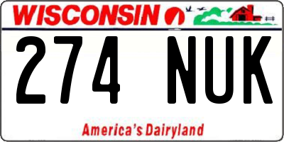 WI license plate 274NUK