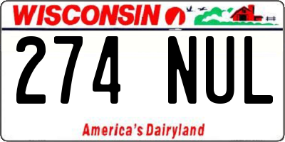 WI license plate 274NUL