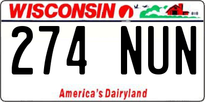 WI license plate 274NUN