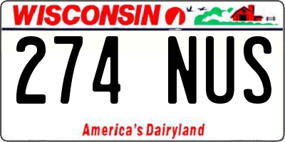 WI license plate 274NUS