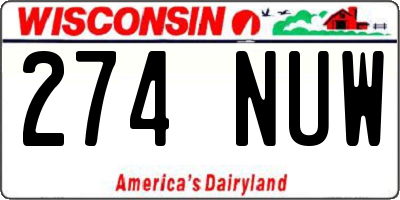 WI license plate 274NUW