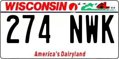 WI license plate 274NWK