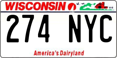 WI license plate 274NYC