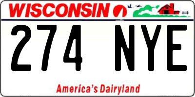 WI license plate 274NYE